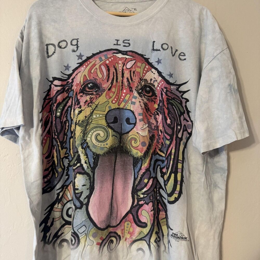 The Mountain Dog Is Love Shirt Mens XL Gray Tie Dye Dean Russo Graphic Tee - Picture 2 of 7